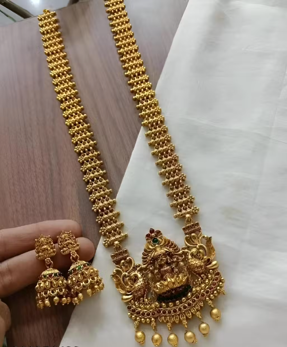 Lakshmi Temple Necklace with Jhumkas