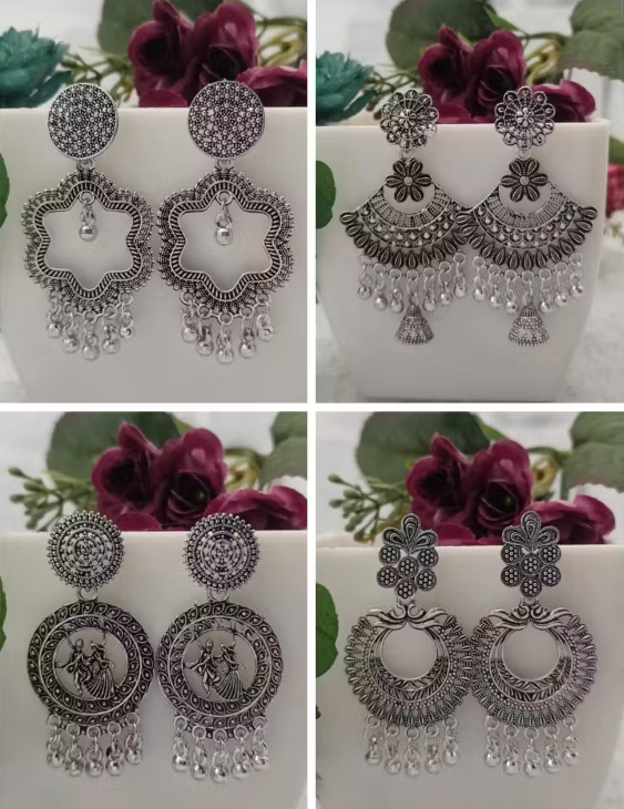 Afghani Statement Earrings Set of 4