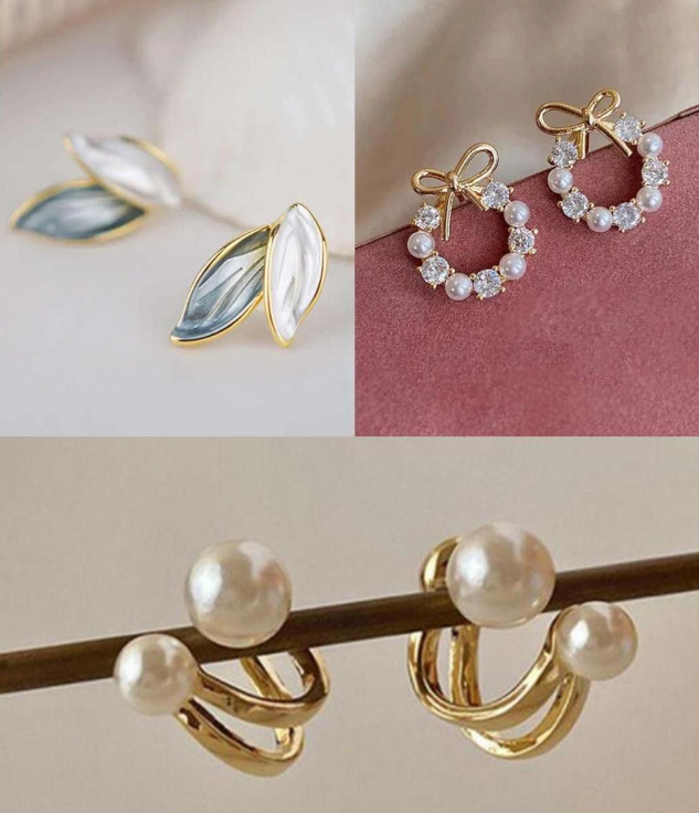 Combo of 3 Pair Pearl & Designer Stud