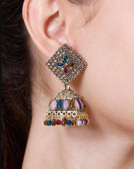 Earrings with Multicolor Stones