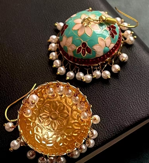 Hand-Painted Meenakari Jhumka