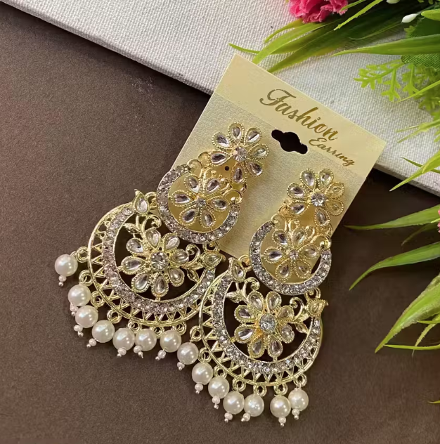 Floral Pearl Drop Earrings