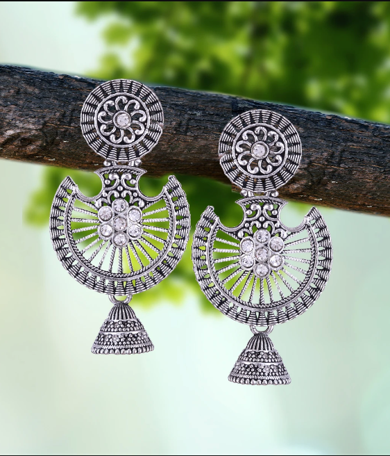 Oxidised Silver Statement Earrings Set of 9