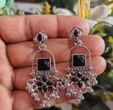 Colored Oxidised Earrings Set of 4
