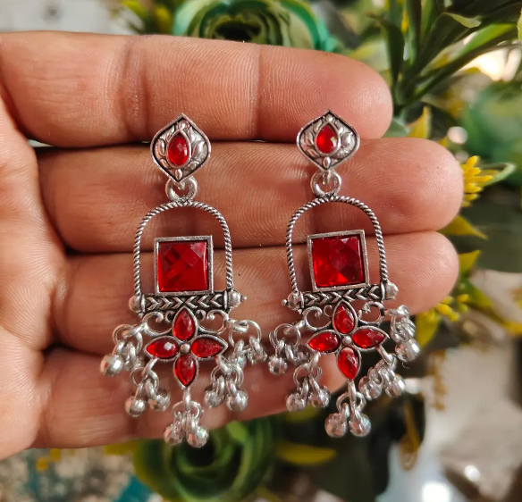 Colored Oxidised Earrings Set of 4