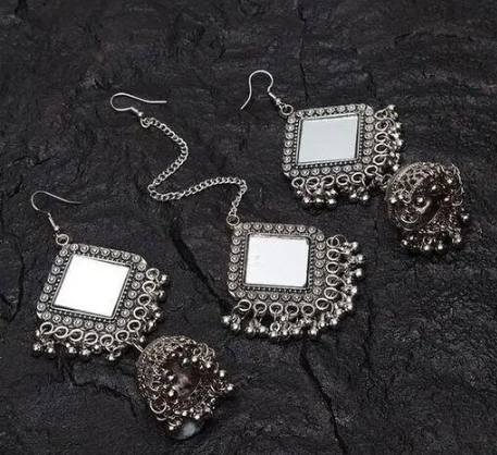 Mirror & Hoop Earrings Set of 4
