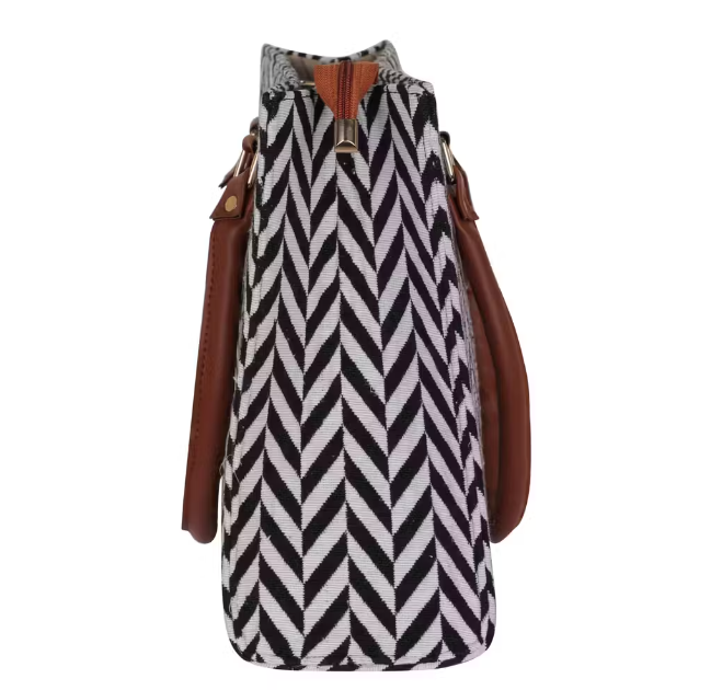 Canvas Tote Handbag Leather Handles