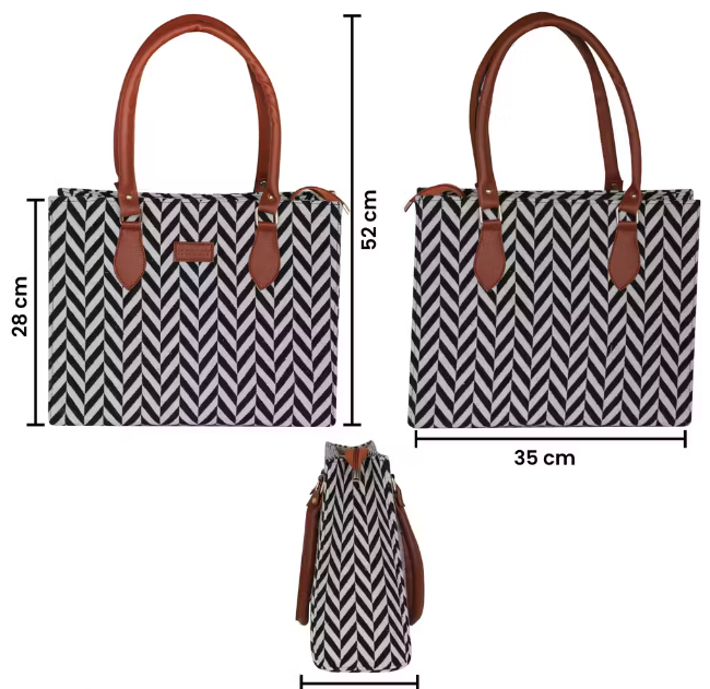 Canvas Tote Handbag Leather Handles