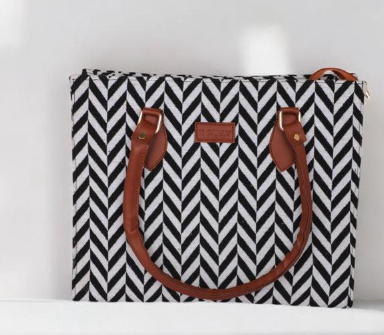 Canvas Tote Handbag Leather Handles