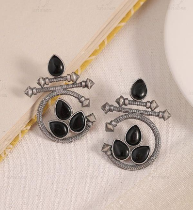 Oxidised Earrings Combo 4 Colored Studs