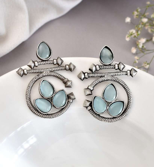 Oxidised Earrings Combo 4 Colored Studs