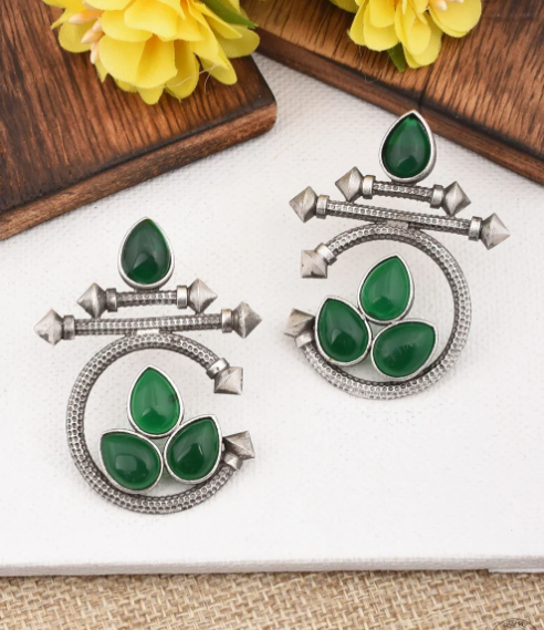 Oxidised Earrings Combo 4 Colored Studs