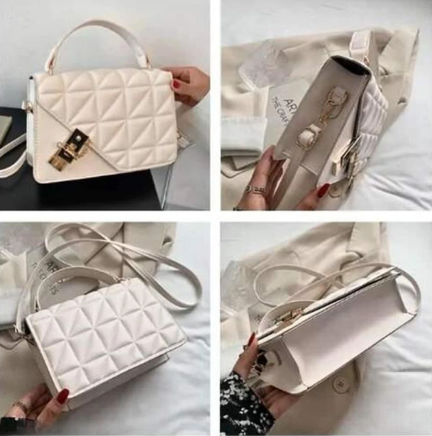 Elegant Cream Quilted Shoulder Bag