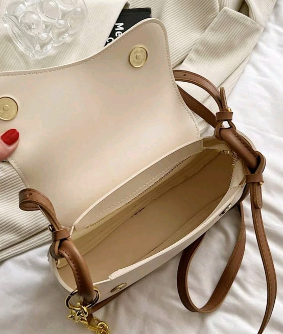 Beige Brown Chain Shoulder Bag