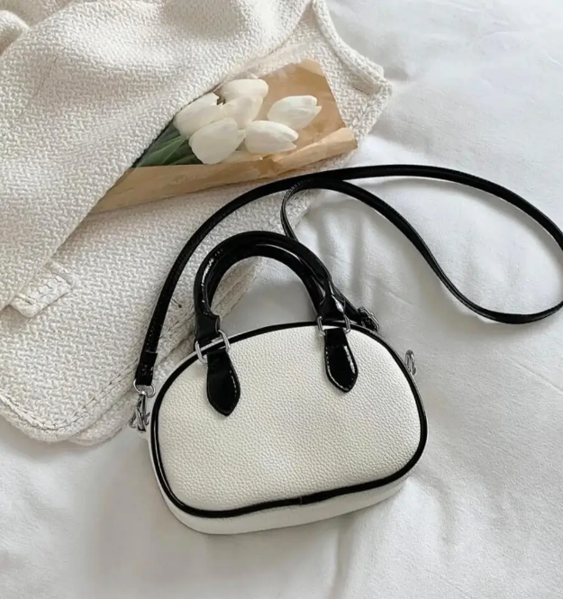 White Black Handle Mini Handbag