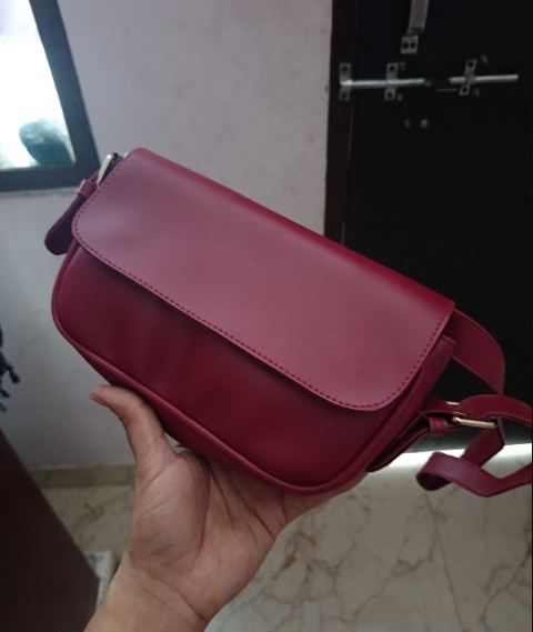 Wine Color Mini Sling Handbag