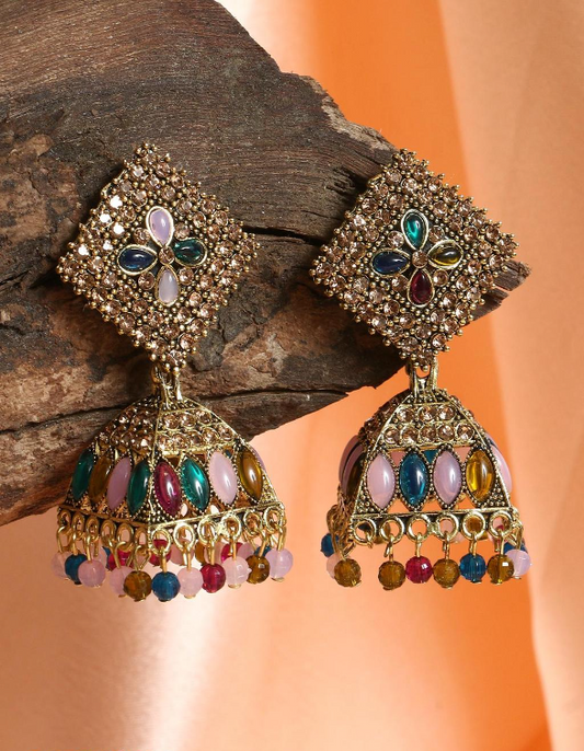 Earrings with Multicolor Stones