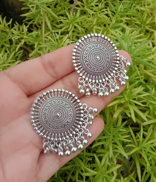 Bead Dangles Oxidized Earrings