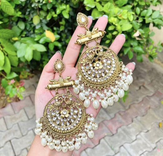 Kundan Pearl Jhumka Earrings
