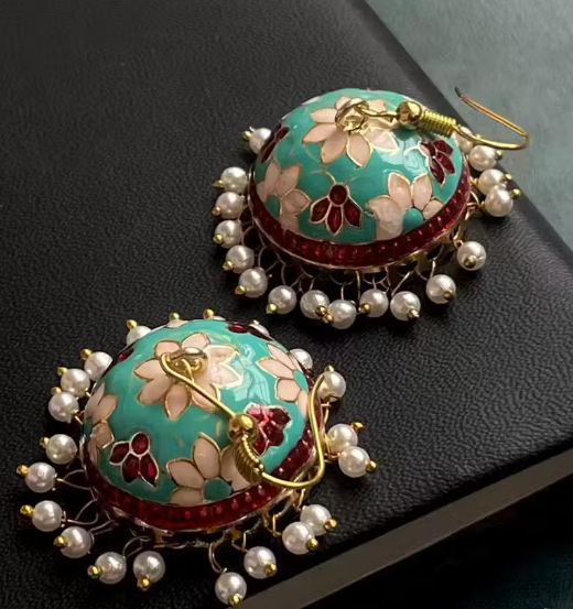 Hand-Painted Meenakari Jhumka