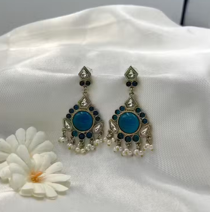 Royal Blue Chandbali Earrings