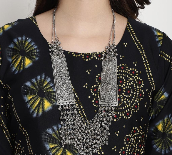Oxidized Long Tribal Necklace