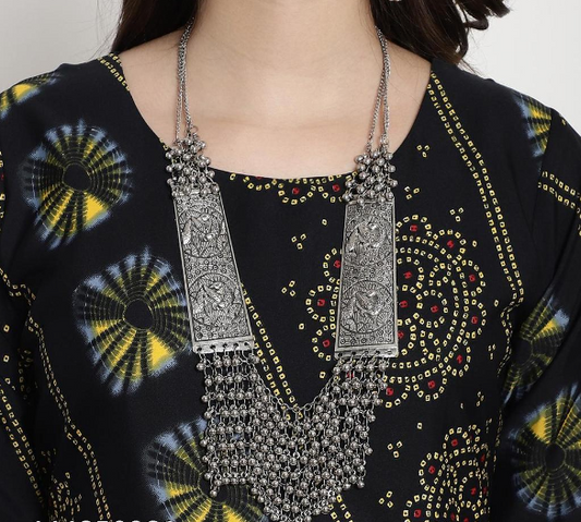 Oxidized Long Tribal Necklace