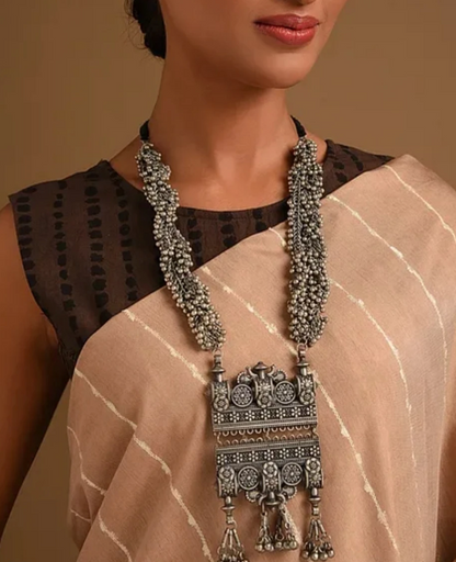 Oxidized Silver Temple Necklace