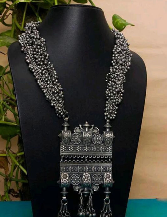 Oxidized Silver Temple Necklace