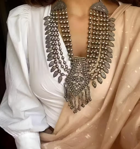 Grand Multi-Layered Oxidized Necklace