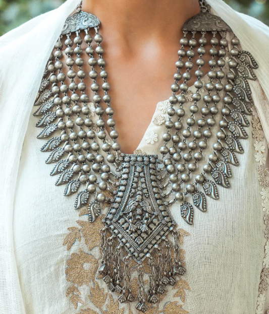 Grand Multi-Layered Oxidized Necklace