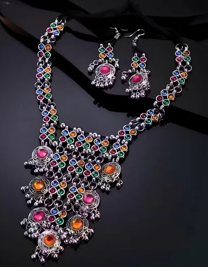 Multicolored Necklace with Earrings