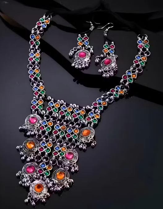 Multicolored Necklace with Earrings