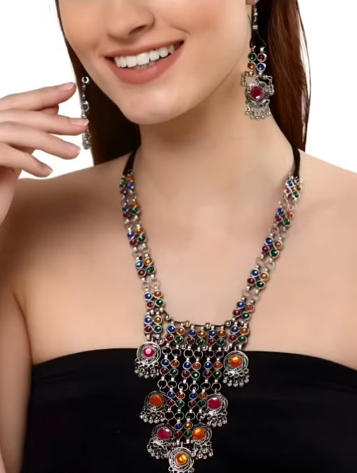 Multicolored Necklace with Earrings