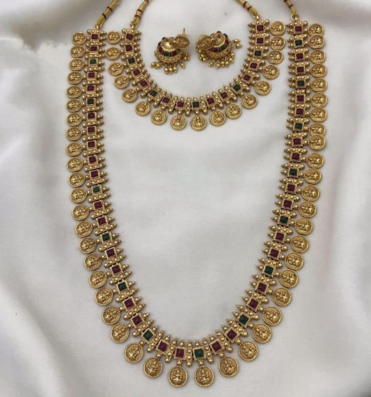 Temple Coin Necklace Set with Earrings
