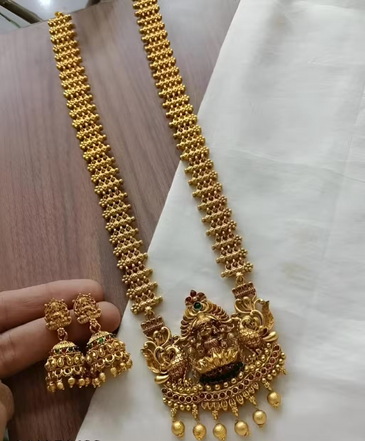 Lakshmi Temple Necklace with Jhumkas