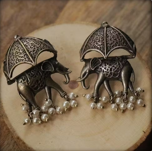 Elephant Umbrella Stud Earrings