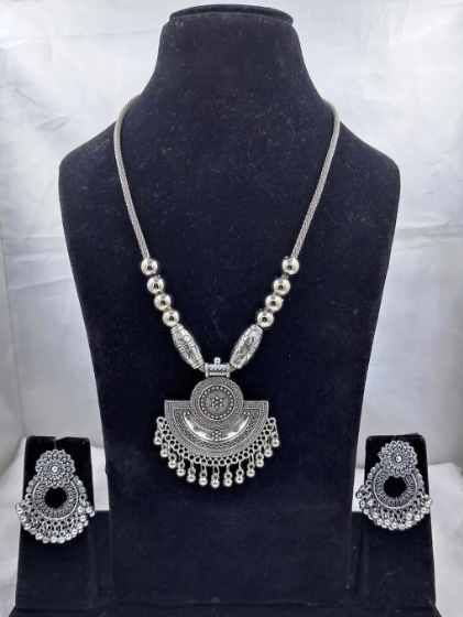 Oxidised Necklace Set with Earrings
