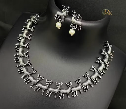 Reindeer Necklace Set with Earrings