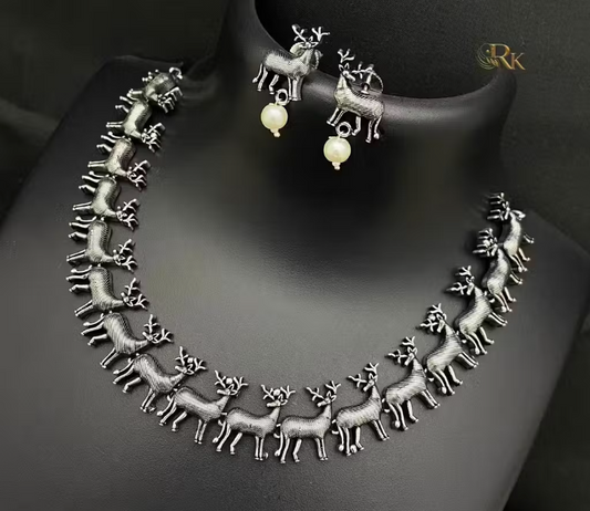Reindeer Necklace Set with Earrings