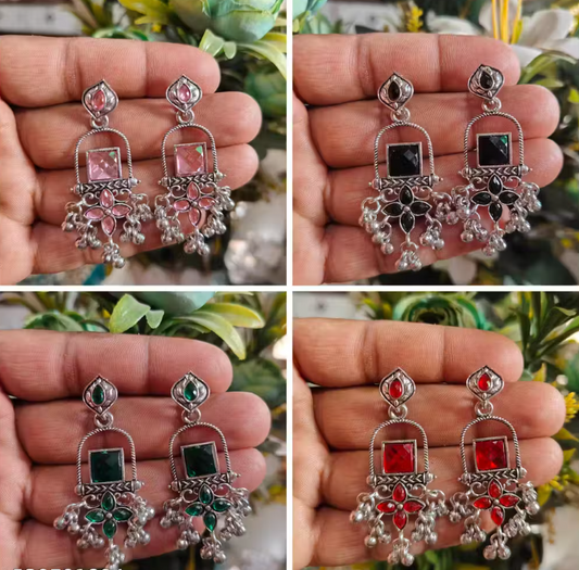 Colored Oxidised Earrings Set of 4