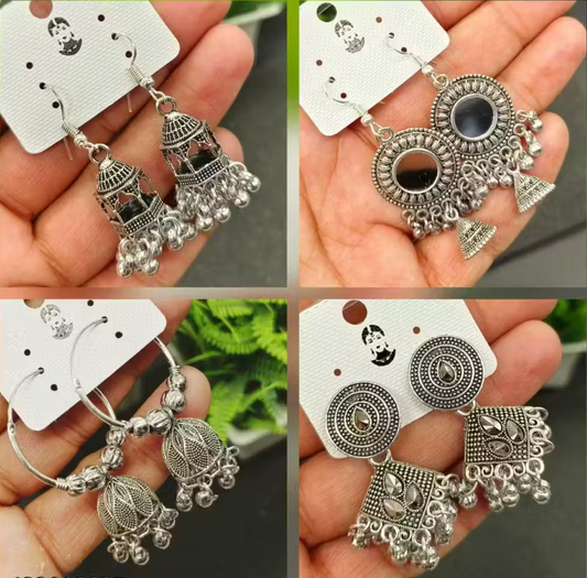 Jhumka & Mirror Earrings Set of 4