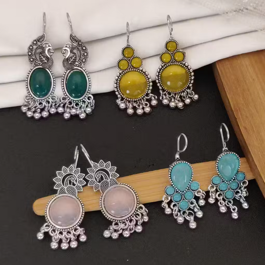 Earrings with Multi-Colored Set of 4
