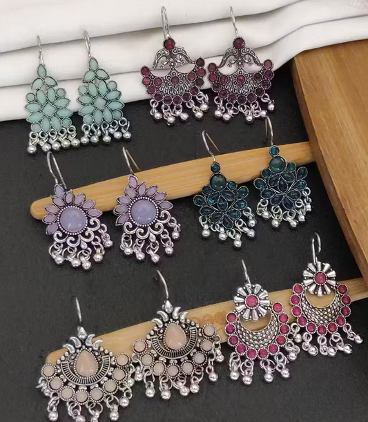 Multi-Color Dangler Earrings Set of 6