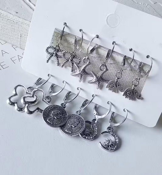 Combo of 6 Pair Stylish Hoop Earrings