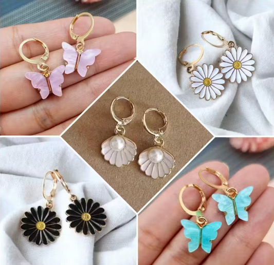 Combo of 4 Pair Cute Butterfly, Daisy, Shell