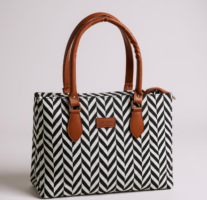 Canvas Tote Handbag Leather Handles