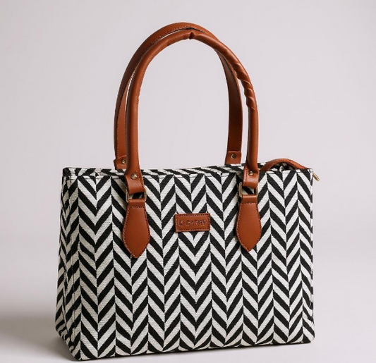Canvas Tote Handbag Leather Handles