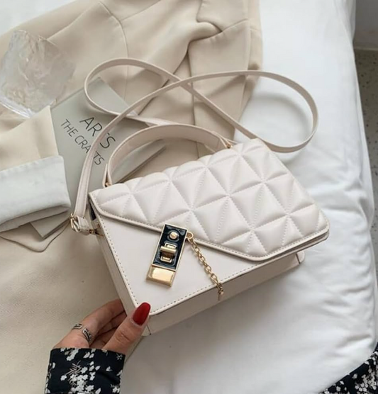 Elegant Cream Quilted Shoulder Bag