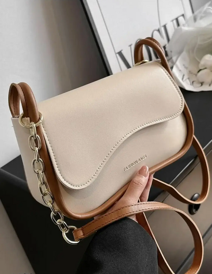 Beige Brown Chain Shoulder Bag